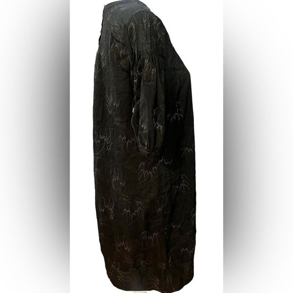 Ted Baker London Puff Sleeve Mini dress Black Whimsy Pintuck Front Size 4 US 10 - Picture 4 of 7